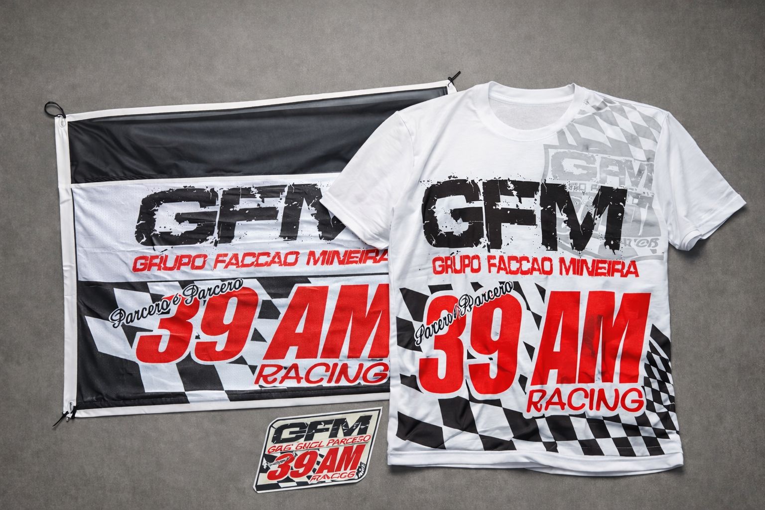 Kit Completo GFM - Bandeira, Camiseta e Adesivo