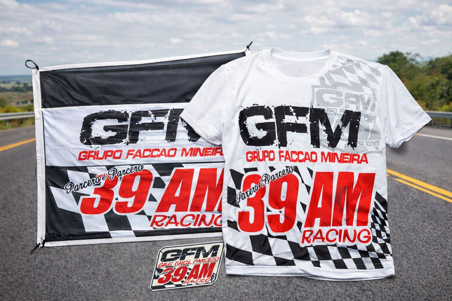 Kit Completo GFM - Bandeira, Camiseta e Adesivo